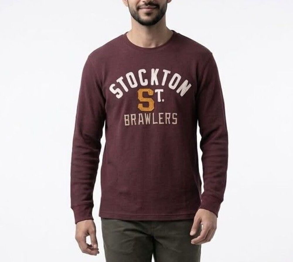 Old Navy Burgundy Thermal Weave Stockton St Brawlers Size Mens XL Read